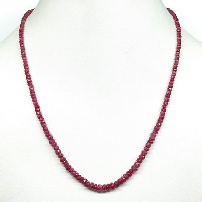 18'' Natürliche Rubin Kette 2,5 5mm Rote Facettierte Perlen 925 Silber Verschluss