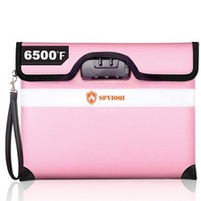 6500F Fireproof Document Bag with Lock Zipper Money Storage Case Black