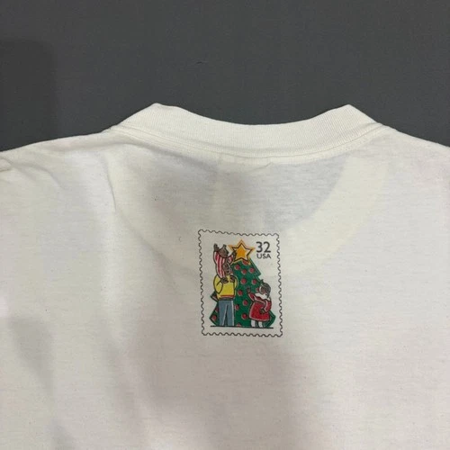 Vintage 1996 USPS Christmas Stamp T-Shirt XL Tultex Santa Family Tree 32c image 7