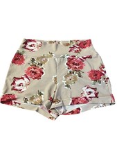 Womens Shorts 2X/3X Beige Floral Elastic Waist Stretchy