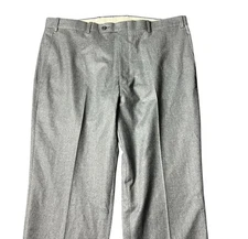 JB Britches Pants Straight Fit Gray Wool Flat Front Cotton Men's 38X37
