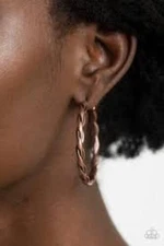 Paparazzi Jewelry ~ Dont Get It Twisted ~ Copper ~ Hoop Earrings