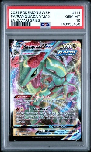 2021 Pokemon Sword & Shield Evolving Skies #111 Fa/Rayquaza Vmax PSA 10