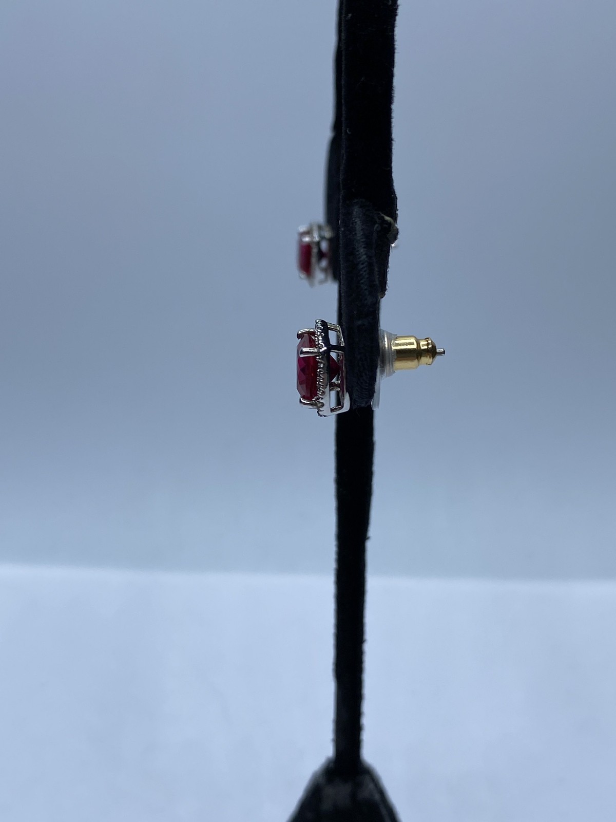 Sterling Silver Ruby Like Diamond Stud Earrings 2… - image 4