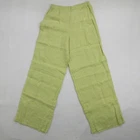 Flax Women's Linen Wide Leg Pants Petite Green Elastic Waist Casual Relaxed New