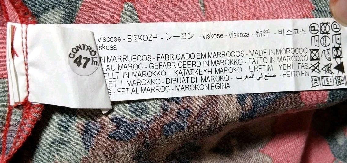 PALM ANGELS ZARA Abito Midi Smocked Medio Rosso Floreale Verde Marrone Manica Svolazzante Cottagecore