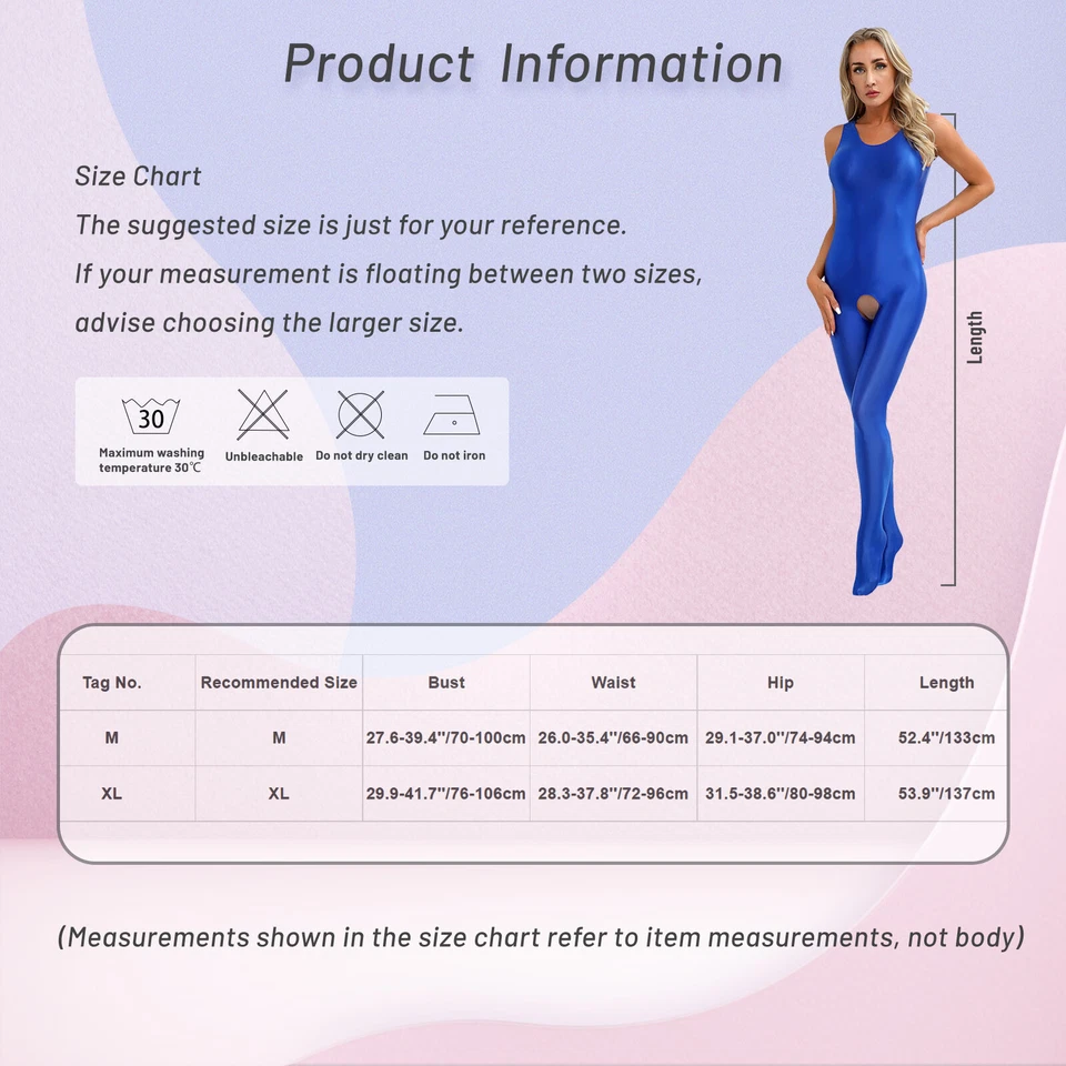 Damen Öl Glanz Offener Schritt Bodysuit Stretch U-Ausschnitt Jumpsuit Overall - Bild 4 von 4