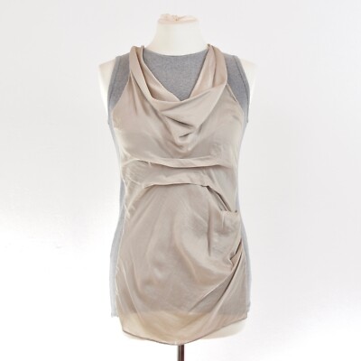BRUNELLO CUCINELLI Tank Top Baumwolle Seide Silk Gr S M Grau Made in Italy Obert