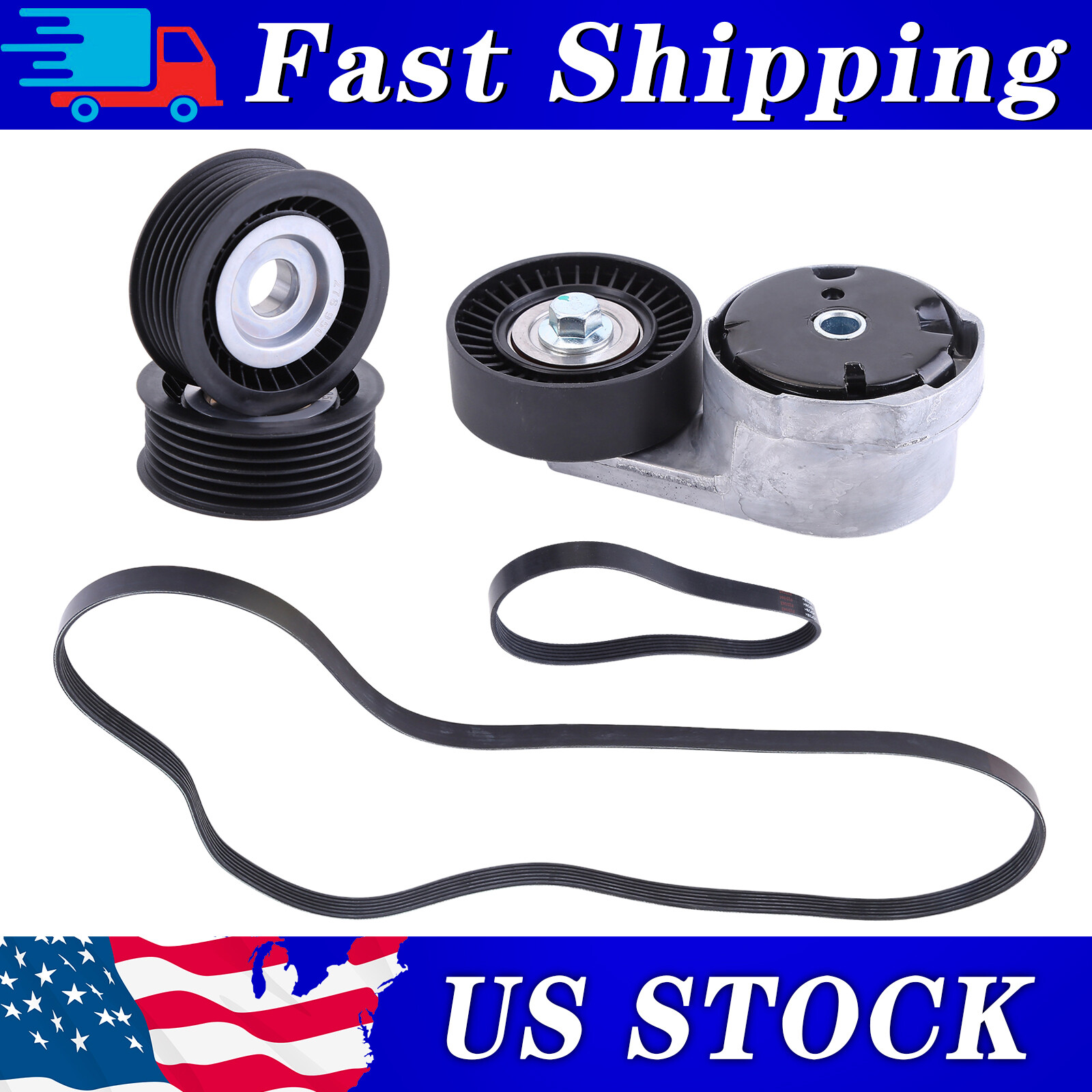 For Maserati Ghibli Levante Quattroporte Drive Belt Replacement Kit 3.0TT V6 5Pc