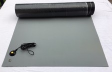 RUBBER ESD ANTI-STATIC GROUNDING SOLDERING MAT -30 X 36'' W/GROUND CABLE-GREY