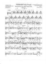 Vikram Title Track 2 pages Kollywood Sheet Music Standard Notation 2022 Tamil