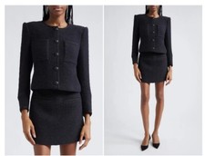 AUTH VERONICA BEARD Lars Metallic Cotton Blend Tweed Jacket Black 2468