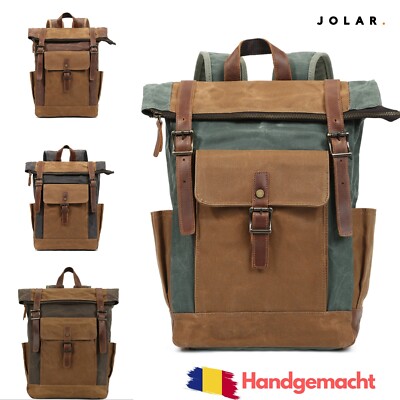 Canvas Rucksack  Vintage Damen Herren Retro Reisen Wandern Schule Handgefertigte