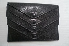 FILOFAX - MULTI  FOREIGN CURRENCY HOLDER - VINTAGE - LEATHER - MADE @ ENGLAND