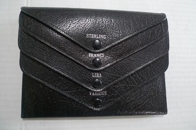 FILOFAX - MULTI  FOREIGN CURRENCY HOLDER - VINTAGE - LEATHER - MADE @ ENGLAND