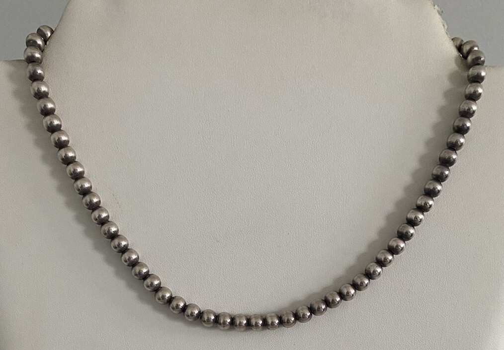 Beautiful Solid Sterling Silver 925 Beaded Neckla… - image 1