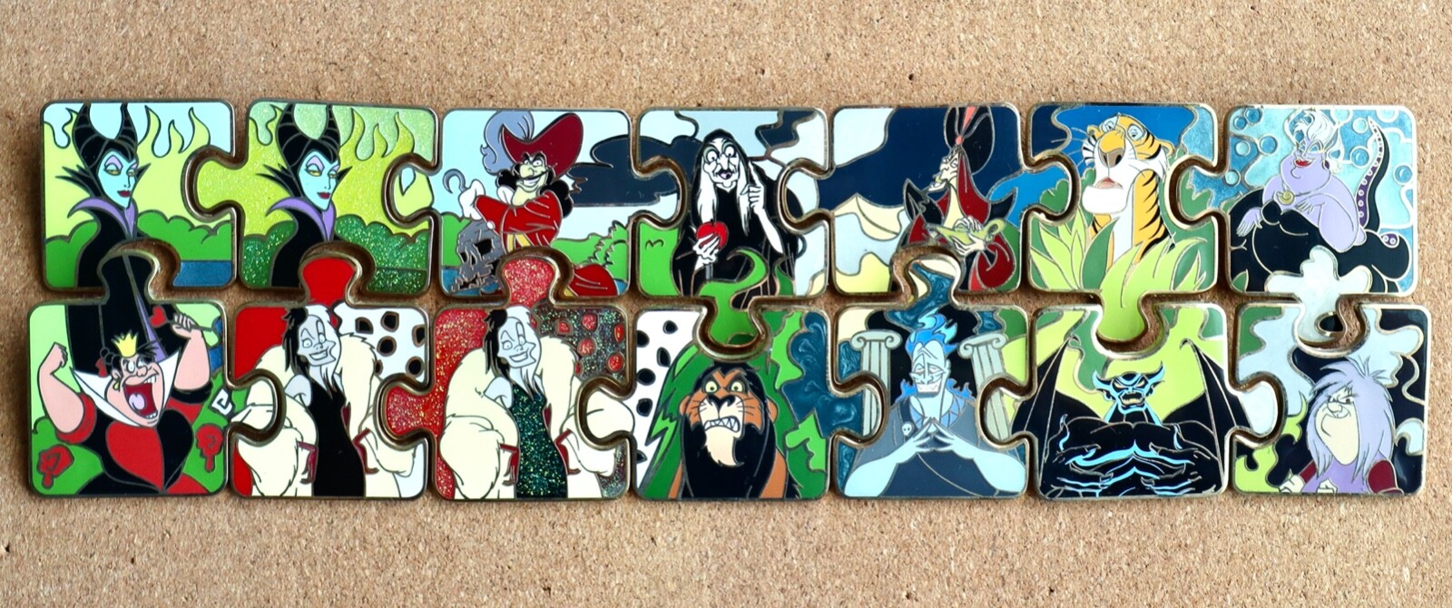 Disney Villains Character Connection Puzzle Piece Maleficent Complete LE Pin Set