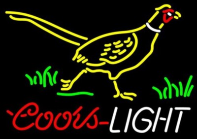 Coors Light Beer Pheasant Hunters Club 20''x16'' Neon Sign Bar Real Glass Decor