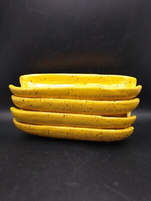 Set of 4 Pfaltzgraff Nordic Gold Corn on Cob Holder Speckled Mustard Gold 