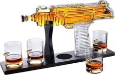UZI Whiskey Decanter W/4 Glasses Set