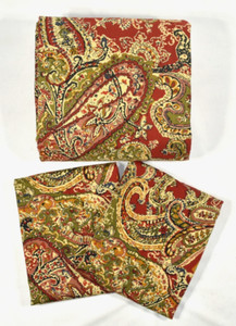 Pottery Barn Sienna Red Paisley Full Queen Duvet Cover and 2 Standard Shams