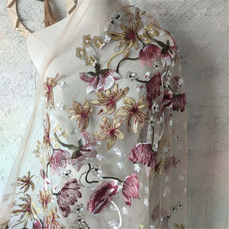 diy embroidered dress Embroidery Beaded Black Lace Fabric for Dress Handmade Diy Material –  loveangeldress