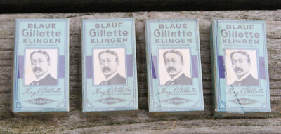 Vintage Blaue Gillette Klingen 4 x original verpackt Rasierklingen