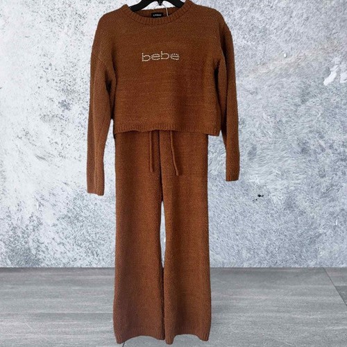 Y2K Bebe Rhinestone Letter Logo Teddy Bear Two Piece Suit Women Size Small