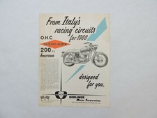 Vintage 1960 Ducati 200cc Americano Brochure Engine Specifications B11001