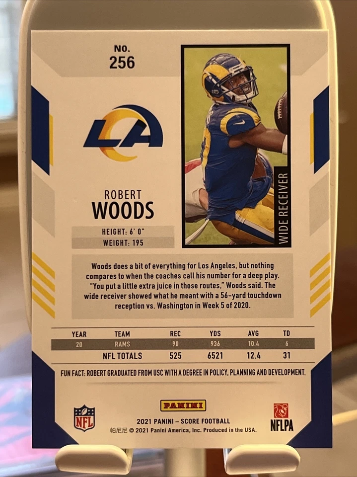 Robert Woods 2021 Score Gold Parallel 47/225 #256 - Image 3 of 3