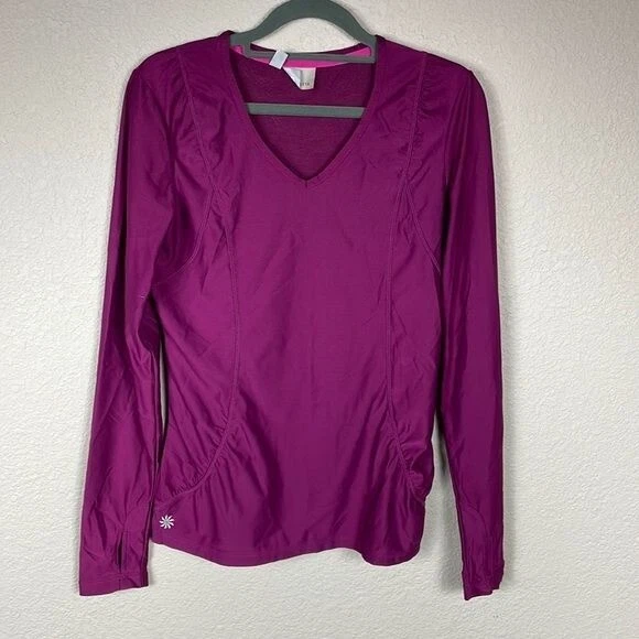 Top Athleta Wick It Good Encaje Espalda Manga Larga Rosa Fucsia Atlético Talla S Foto 2 de 4
