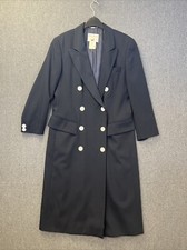 Mondi Double Breasted Coat Size 36 Navy Virgin Wool Blend Classic