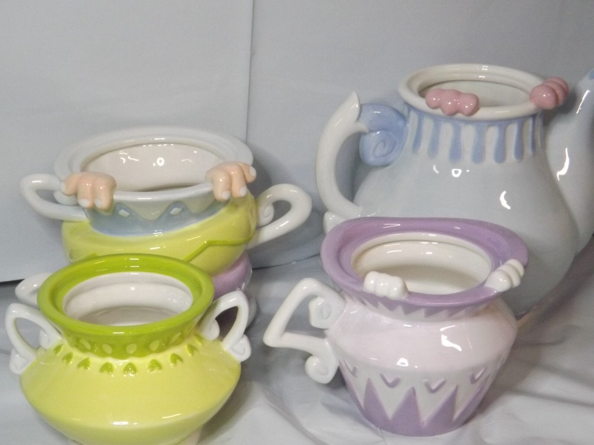 RARE 2005 4 Jar Disney Alice in Wonderland Canister/Cookie Jar Set
