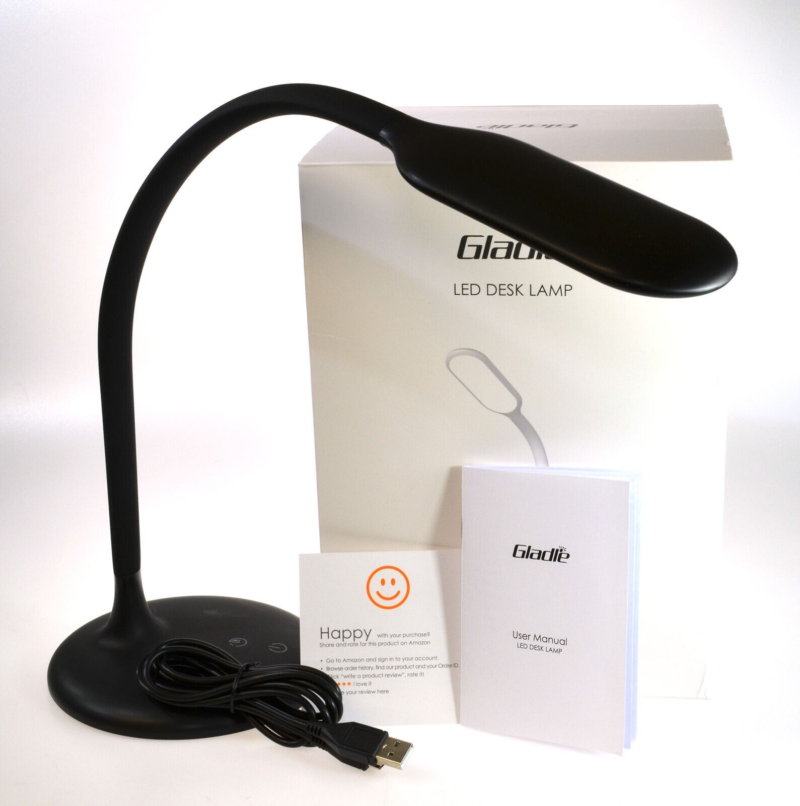 Gladle LED Table Desk Study Lamp Warm White Dimmable + 360° Flexible