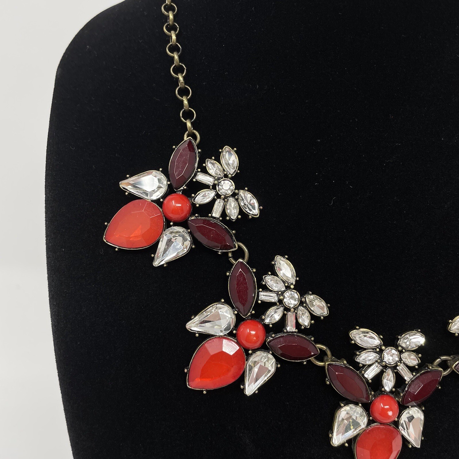 TALBOTS Red Clear Rhinestone Crystal Acrylic Bead… - image 3