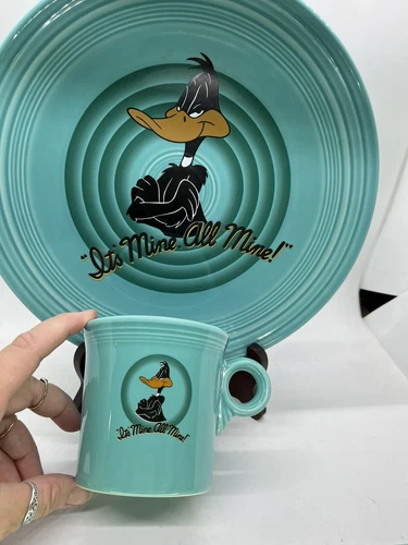 1994 Homer Laughlin Daffy Duck Fiesta Ware 10.5” Plate And Mug Set