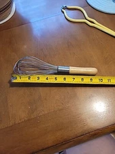 Large 10" Vintage French Wire Whip Or Balloon  Whisk w/ Wooden Handle