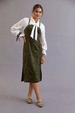 Anthropologie Sueded Slip Midi Dress  new   SIZE 14 moss color