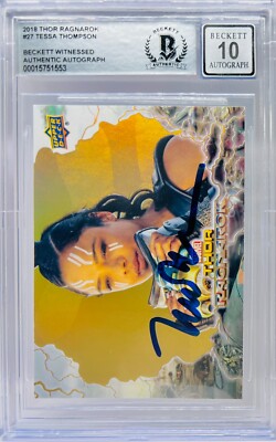 2018 Upper Deck Signed Tessa Thompson Marvel #27 Valkyrie Beckett Auto 10
