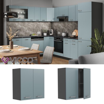 Hängeschrank Küchenschrank R-Line Solid Anthrazit Blau Grau 60 cm modern Vicco