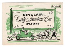 Sinclair Early American Car Stamps Set No 4 Sticker Collectible 4 Autos
