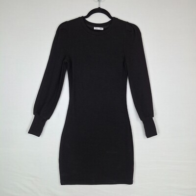 Dex Sweater Dress XS Black Ribbed Pencil Body Con Stretch Soft Luxe Versatile