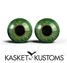 Forest Green Glass Eyes - PIXEL FREE - Realistic Macro Doll Taxidermy 2pc Set