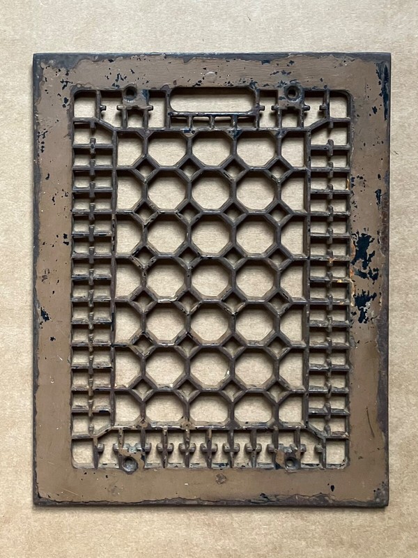 Antique Honeycomb & Crosses Heat Grate, Fits 9"x12" Hole, 10.75"x13.75" - 4+ lbs