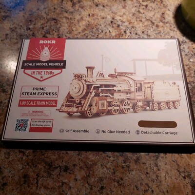 ROKR - Prime Steam Express - 308 Piece Wooden Train Model Kit - 1:80 Scale (New)