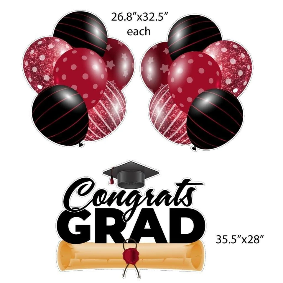 VictoryStore Congrats Grad Scarlet Graduation Yard Display Graduate Decor 20025I - Image 3 of 4