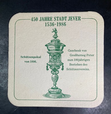 Friesisches Brauhaus zu Jever 450 JAHRE STADT  3.5 INCH SQUARE  BEER COASTER