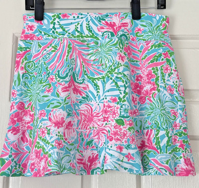 Lilly Pulitzer Luxletic Zadora High Rise Skort Amalfi Blue Leaf It