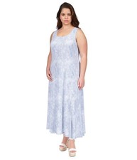 Michael Kors Womens Printed Maxi Dress, Blue, Plus Size, 3X