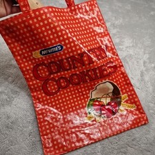 McVities Oil Cloth PVC tote shopping bag pop op art psychedelic Vtg 70s